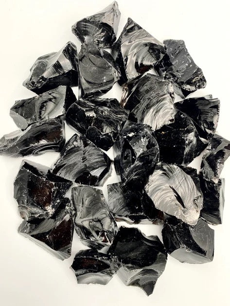 Raw Black Obsidian Crystal Specimens from Crystal Sanctuary Australia