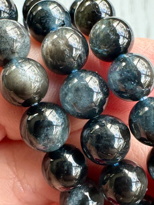 Black Aquamarine Bead Bracelet