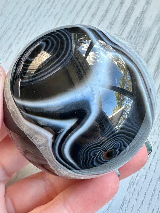 Black Agate Crystal Sphere