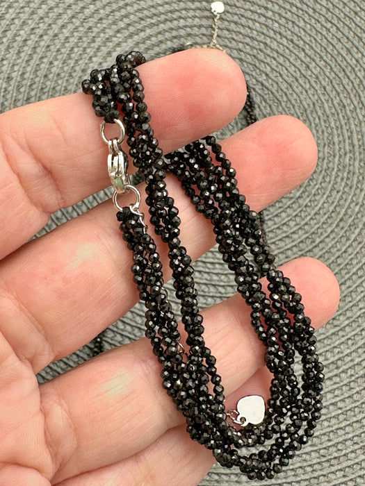 Black Obsidian Faceted 2-Row Bracelet Necklace