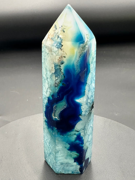 Blue Dyed Agate Point with sparkling Druzy