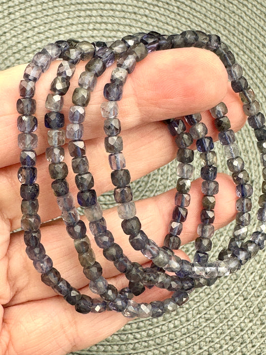 Blue Faceted Iolite Bead Bracelet