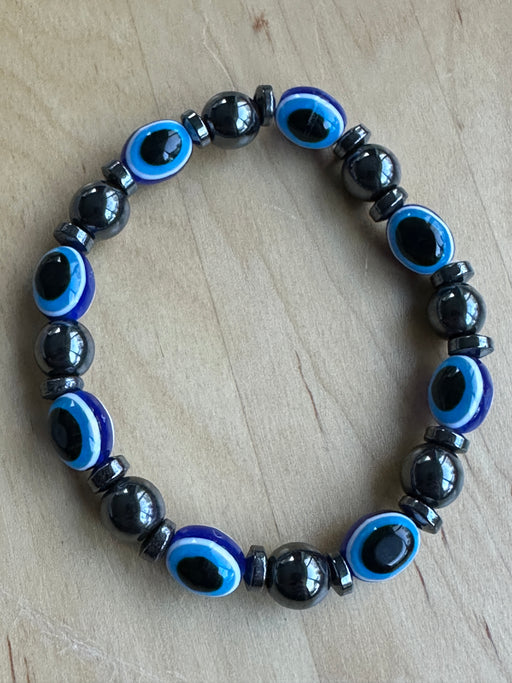 Evil Eye Hematite Bead Bracelet Jewellery