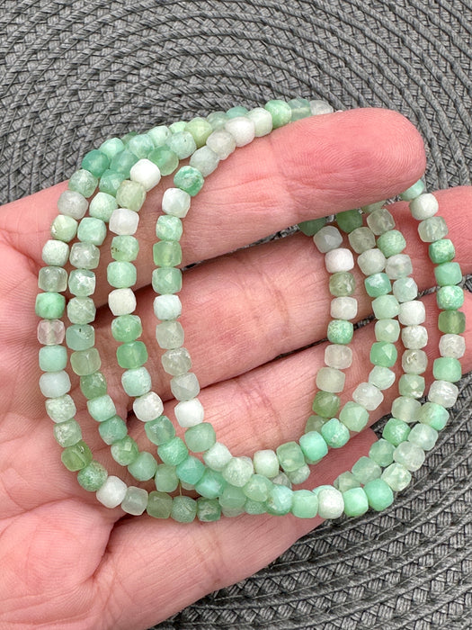 Green Caribbean Calcite Faceted Bead Bracelet