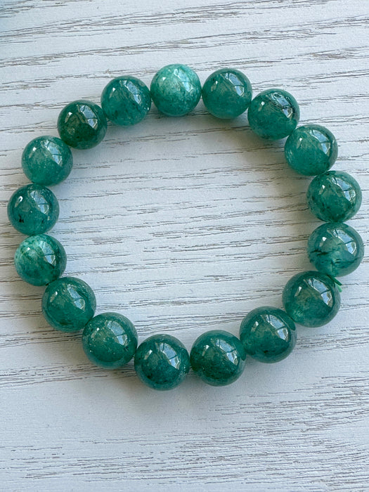 Green Strawberry Quartz Bead Bracelet