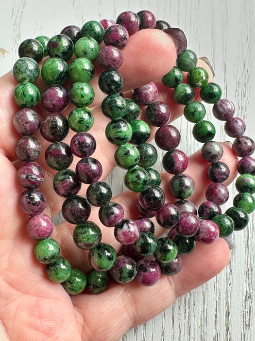 Ruby Zoisite Bead Bracelet - Various Sizes