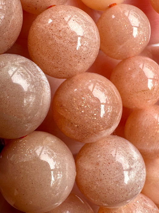 Peach Sunstone Bead Bracelet