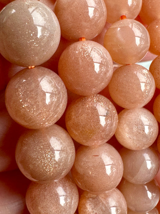 Peach Sunstone Bead Bracelet