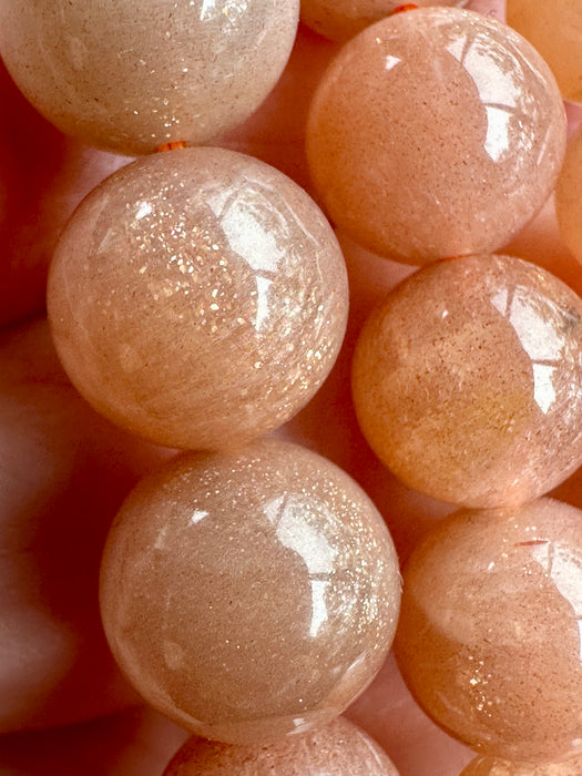 Peach Sunstone Bead Bracelet
