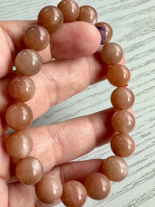 Peach Sunstone Bead Bracelet - Various Sizes