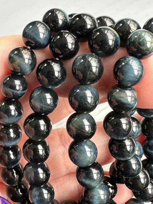 Dark Blue Tigers Eye Bead Bracelet