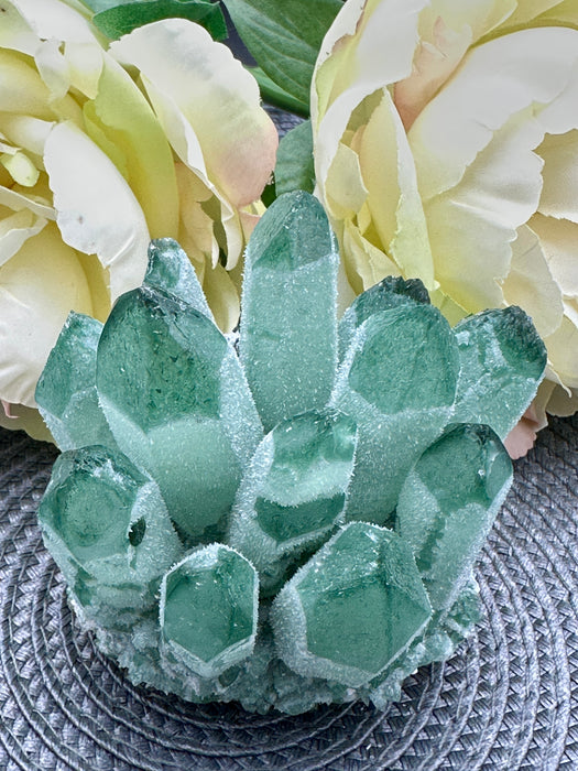 Green Phantom Quartz Seed Cluster Crystal