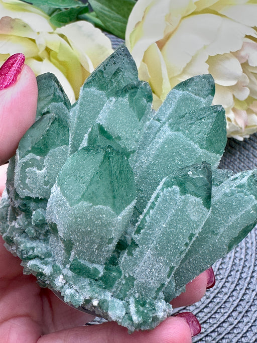 Green Phantom Quartz Seed Cluster Crystal