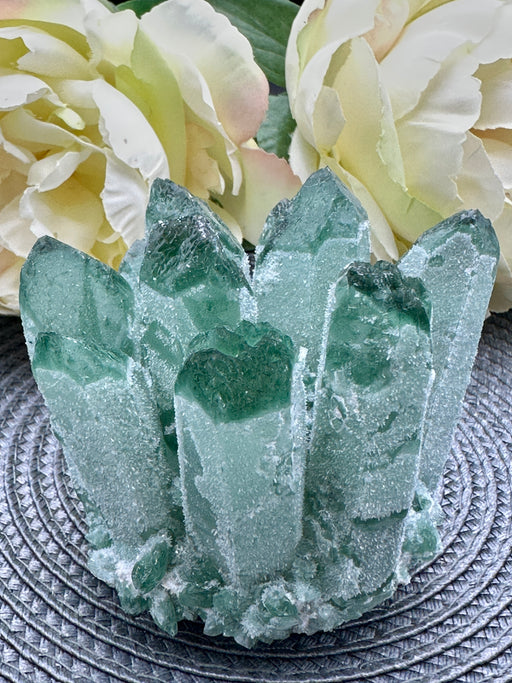 Green Phantom Quartz Seed Cluster Crystal