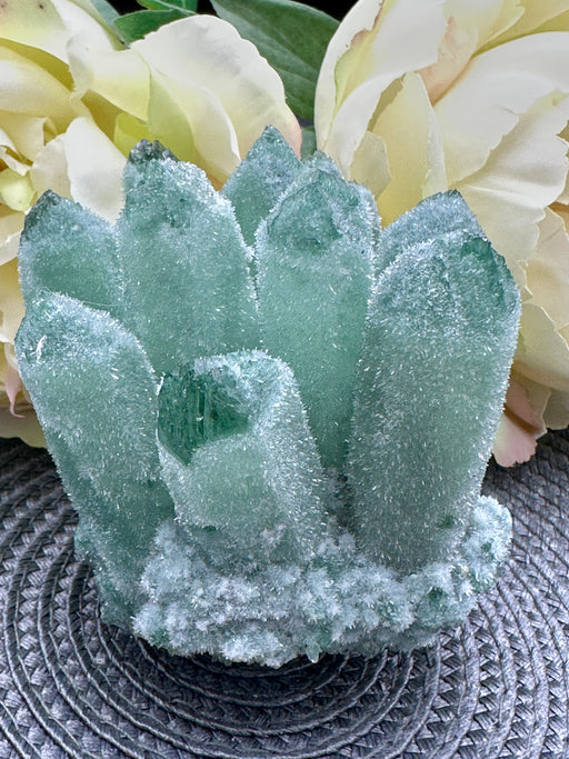 Green Phantom Quartz Seed Cluster Crystal
