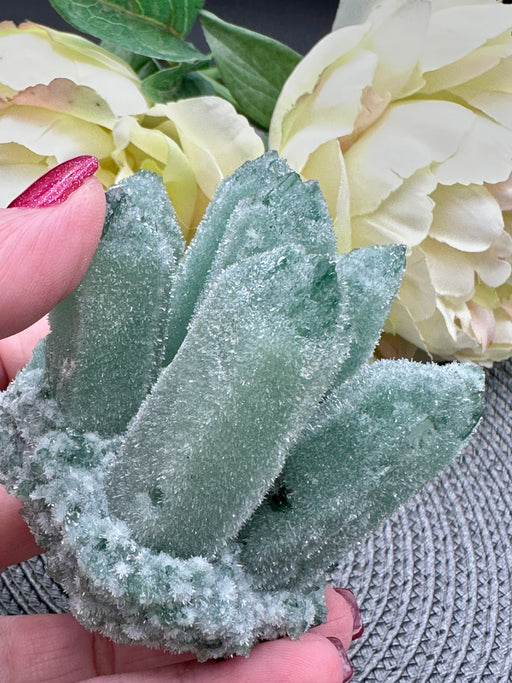 Green Phantom Quartz Seed Cluster Crystal