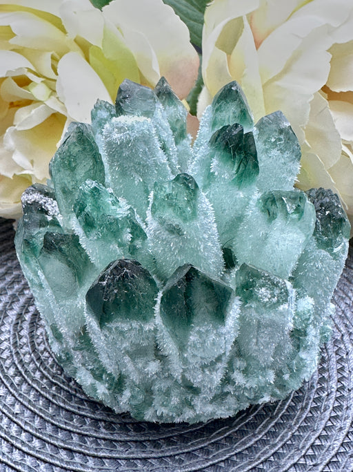 Green Phantom Quartz Seed Cluster Crystal