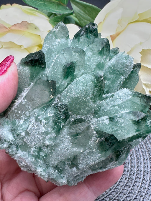 Green Phantom Quartz Seed Cluster Crystal