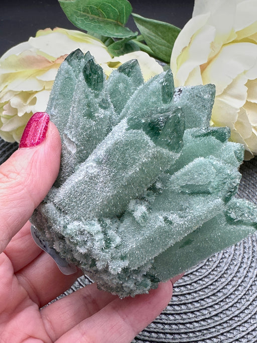 Green Phantom Quartz Seed Cluster Crystal