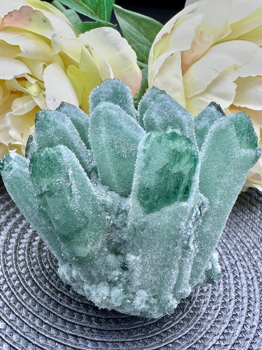 Green Phantom Quartz Seed Cluster Crystal