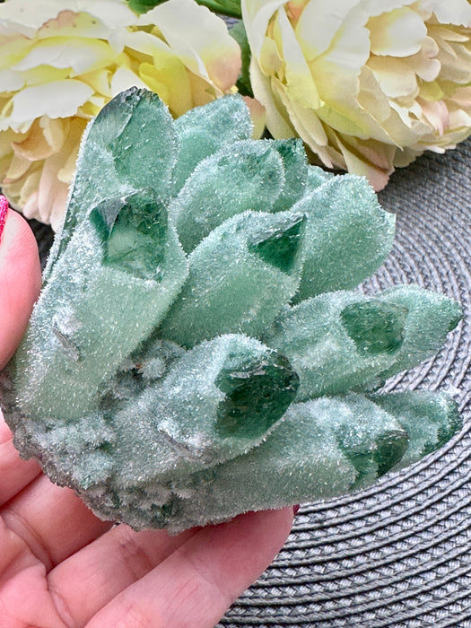 Green Phantom Quartz Seed Cluster Crystal