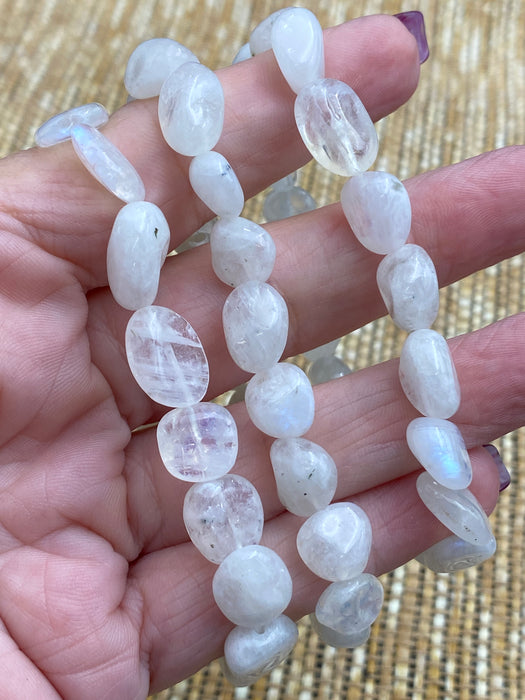 Moonstone Bead Bracelet - Rustic Oval Shape