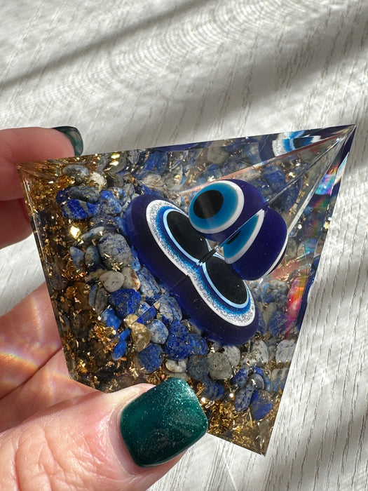 Evil Eye Orgonite Pyramid Crystal