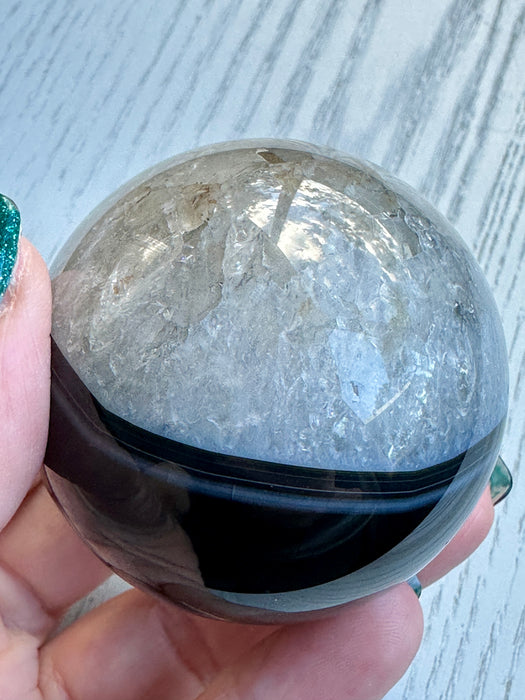 Black Agate Crystal Sphere