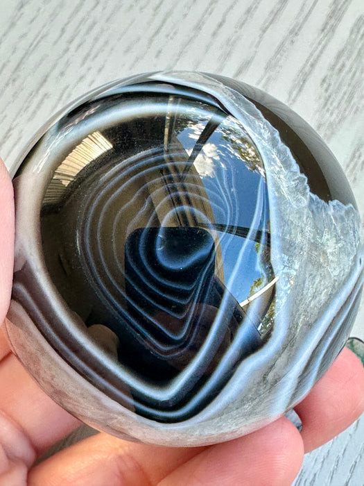 Black Agate Crystal Sphere