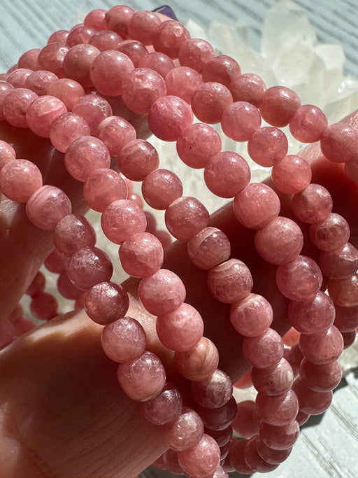 Rhodochrosite Crystal Bead Bracelet