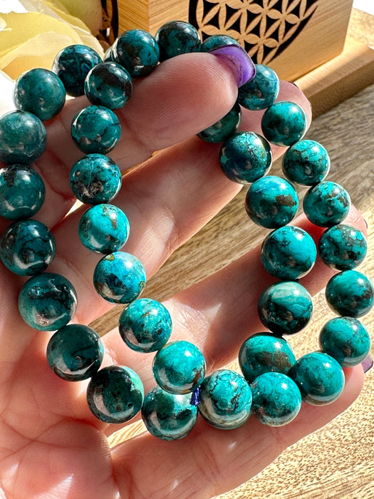 Chrysocolla Crystal Bead Bracelet