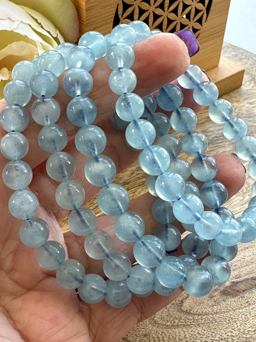 Aquamarine Crystal Bead Bracelet