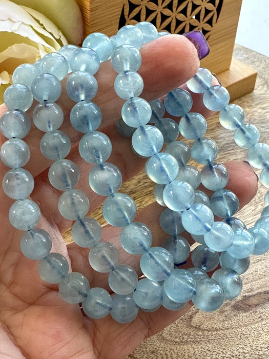 Aquamarine Crystal Bead Bracelet