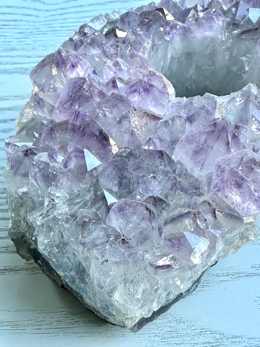 Raw Amethyst Crystal Cluster Votive Candle Holder