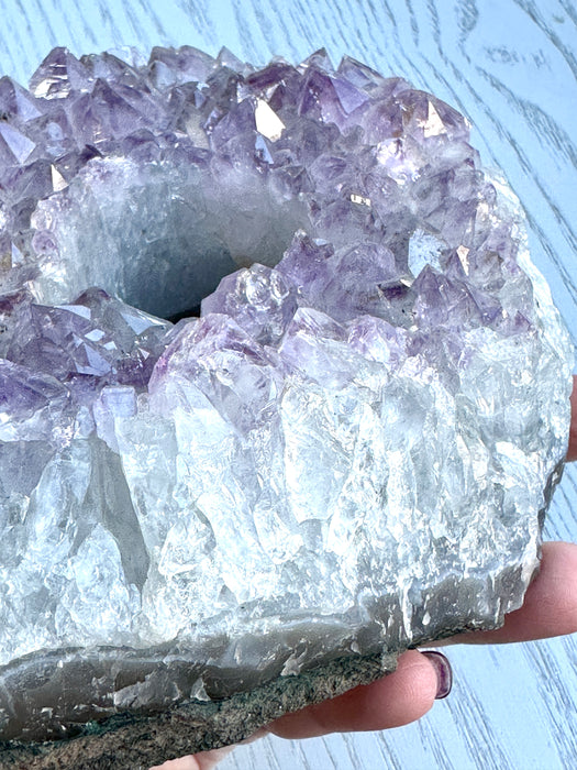 Raw Amethyst Crystal Cluster Votive Candle Holder