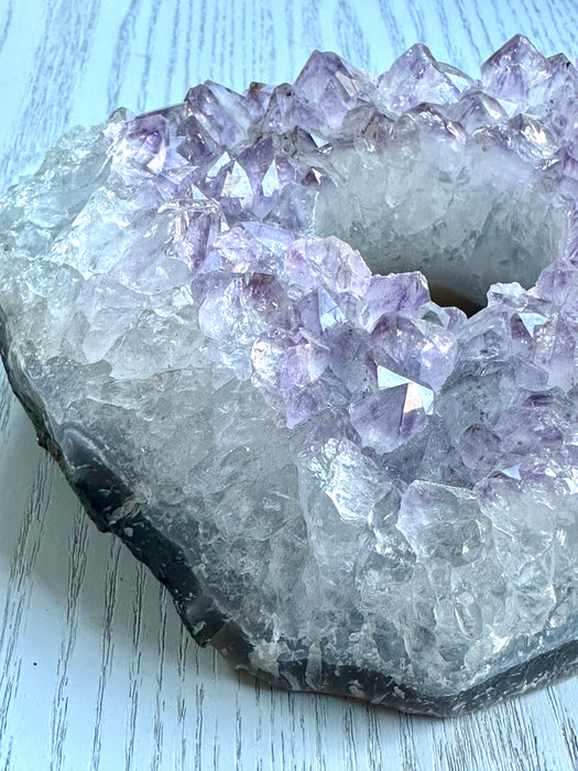 Raw Amethyst Crystal Cluster Votive Candle Holder
