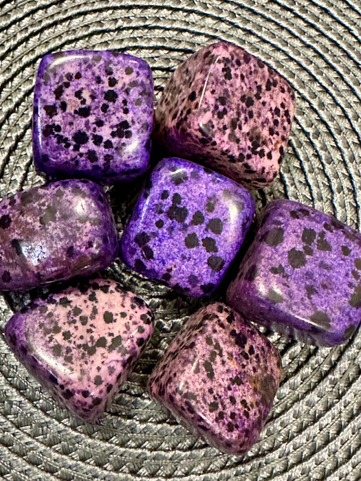 Purple Dalmatian Jasper Tumbled Stone
