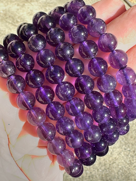 Amethyst Crystal Bead Bracelet Purple