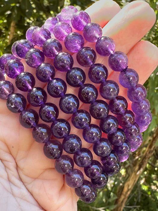 Amethyst Crystal Bead Bracelet Purple