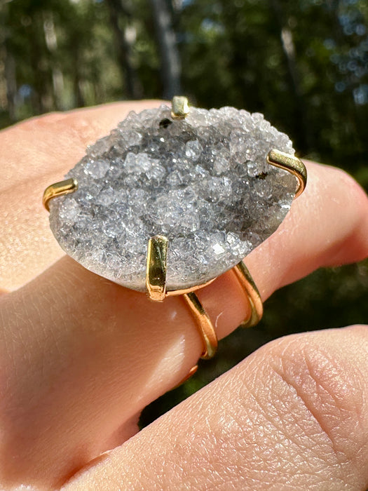 Gold Plated Amethyst Geode Ring