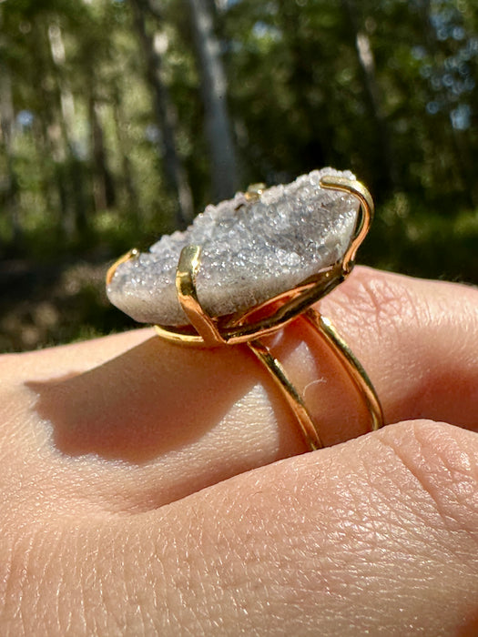 Gold Plated Amethyst Geode Ring