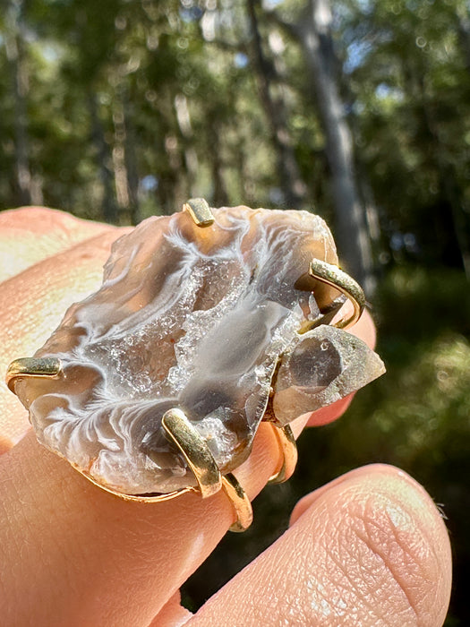 Gold Plated Agate Geode Ring from Brazil