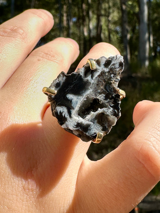 Gold Plated Agate Geode Ring from Brazil