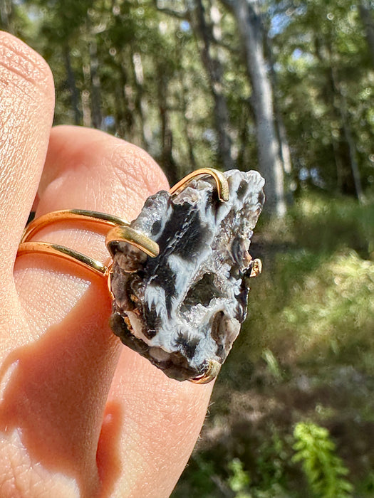Gold Plated Agate Geode Ring from Brazil