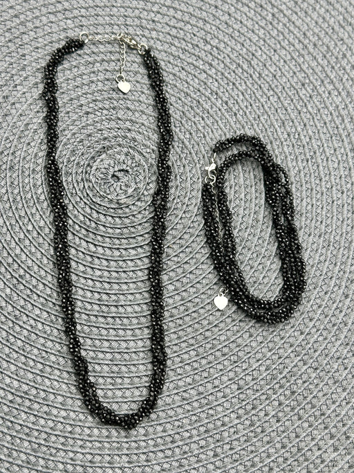 Black Obsidian Faceted 2-Row Bracelet Necklace