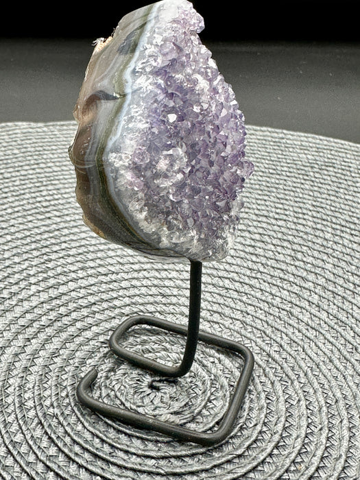 Amethyst Geode on Black Metal Stand