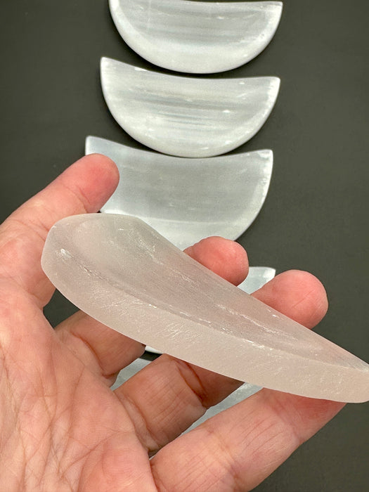 Selenite/Satin Spar Shallow Moon Charging Bowl