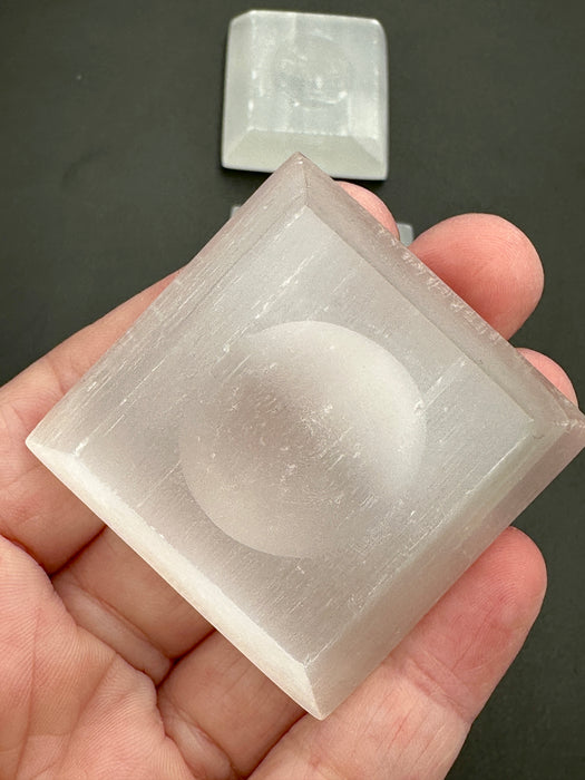 Selenite/Satin Spar Sphere Holder - Trapezoid