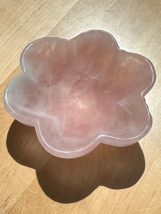 Rose Quartz Crystal Flower Bowl