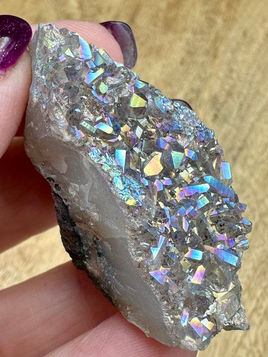 Pearl Aura Amethyst Clusters - Various Choices